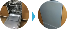 フロント食洗機からスライド食洗機取替のビフォーアフターのイメージ