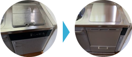 トステムトップオープン食洗機をスライド食洗機に取替たビフォーアフターのイメージ