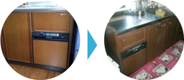 シンク下食乾機を食洗機に替えたビフォーアフターのイメージ
