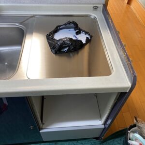 ナショナル松下電工（ナイス）カウンタートップ食洗機取替 ステンレスふた上部コーキング