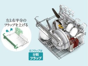 三菱電機の食洗機　マルチラック　食器と調理器具を洗うとき