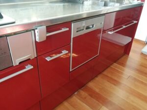 浅型スライドをフロントオープン食洗機へ　LIXILキッチン　施工前