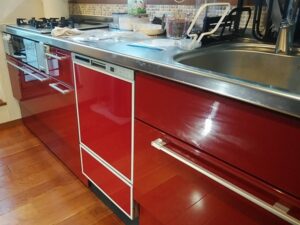 浅型スライドをフロントオープン食洗機へ　LIXILキッチン　施工後