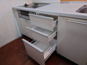 キッチン収納でのお悩み解決　食洗機を外して収納にしたい　施工後