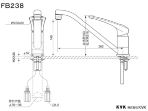 面白いほどたくさん選べる、KVKキッチン水栓 FB238 図面