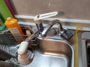 超二流を目指す！カクダイのキッチン水栓　ナイスのフォンテⅡ創水器をリフォーム　施工前