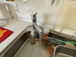 お気に入り水栓を浄水器に変身!トレビーノブランチ 浄水器用のもう1本は、要らない 施工後通水