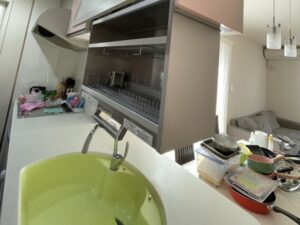 とにかくシンプル！TOTOキッチン水栓を選ぶ　電動昇降吊戸棚に当たる