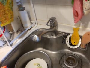 ハンセムキッチン ワンホール水栓の取替え 施工前