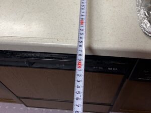 45cmフロントオープン食洗をスライドオープン食洗機に取替　キッチンカウンター奥行