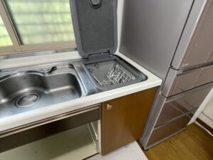 ミカドトップオープン食洗機取替え 前板カラーをダーク系にしたい 施工前