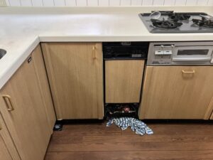 30㎝食洗機を45㎝食洗機に取替える　扉の加工が出来る　施工前