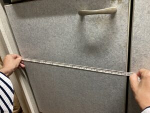 ヤマハトップオープン食洗機取替え交換工事　食洗機前扉のサイズ