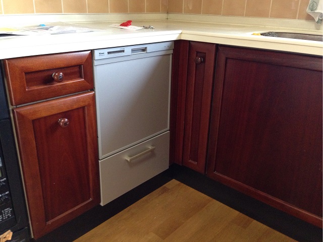 ナショナルキッチン　RKW-C402CSV-JGK⑥  新設食洗機,ビルトイン食洗機,食器洗い乾燥機設置,新規取り付け,キッチンリフォーム,後からビルトイン