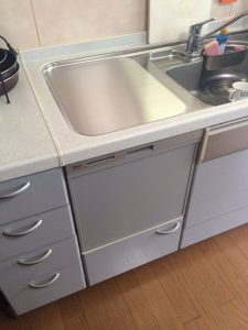 ミカドキッチン　RKW-404A-SV トップオープン食洗機,上蓋式食洗機,入れ替え,取り替え工事,キッチンプチリフォーム,パナソニック,スライド食洗機へ交換,