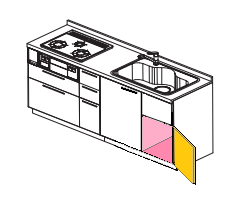 食器乾燥機（庫）を撤去して収納にする工事　扉取付け工事
