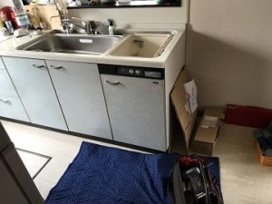 食洗機撤去,トップオープン食洗機,上開き食洗機,上蓋タイプ食洗機,食洗機取り外し,取り外し工事,見積もり,三菱,ステンレスフタ