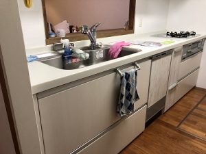 パナソニックキッチンに食洗機NP-45MD9Sを新規取付け事例　兵庫県神戸市にて