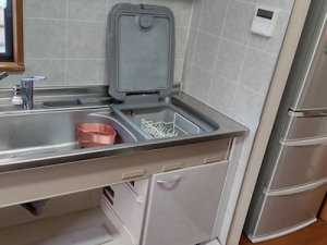 サンウェーブキッチンのトップオープン式食洗機MISW-4521からスライド食洗機へ買い替え工事　a-10262