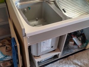 東京都江戸川区にて三菱製トップオープン食洗機からスライド食洗機へ取り替え工事 a-12273
